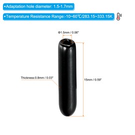 PATIKIL 1.5MM Vinyl Rubber End Caps, 120 Pack Flexible Bolt Screw Covers Caps Round Thread Protector Caps for Metal Tubing Rod Bolts, Black