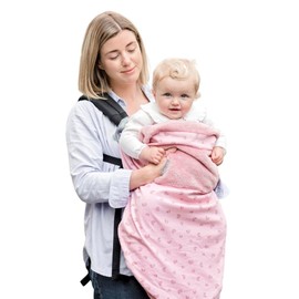 Cheeky Chompers Baby Travel Blanket | Attach to Baby Carrier, Pram, Car Seat | Fleece Baby Blanket with Hand & Feet Pouches | Baby Winter Blanket (Rainbow Rose)