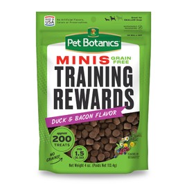 Pet Botanics 4 oz. Pouch Training Reward Mini Soft & Chewy, Duck and Bacon Flavor, with 200 Treats Per Bag, The Choice of Top Trainers