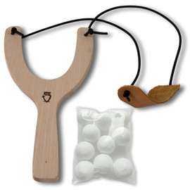 BestSaller 12349 Hardwood Paper Ball Slingshot with 10 Cotton Balls 25 mm, White, 11 Pieces (1 Set)