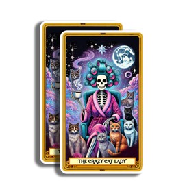 The Crazy Cat Lady Tarot Card Stickers - Funny Cat Mom Cat Lover Stickers - 5" On Longest Side - 2 Pack - High Adhesive Tack - Bumper Stickers for Cars, Truck, SUV - Made in USA - PLS045