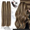 Moresoo Brown Weft Hair Extensions Caramel Brown with Dark Brown