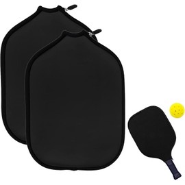 WADY 2Pcs Pickleball Paddle Covers Neoprene Waterproof Protector with Zippered Storage Bag & Shockproof Design for Paddleball Rackets, Lightweight Travel Sleeve Case (Black)
