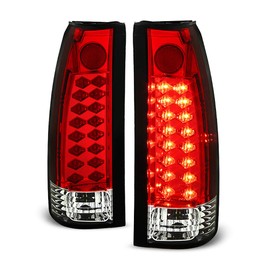ACANII - For 1988-1998 Chevy Silverado GMC Sierra Suburban Tahoe Red Clear LED Tail Lights Lamps Replacement Left+Right