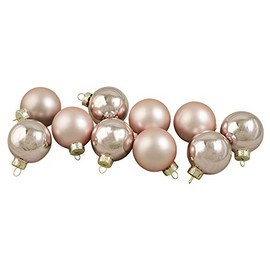 NORTHLIGHT WY00727 Baby Pink Glass Ball Christmas Ornament Set, 1.75"