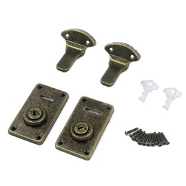 Coshar Bronze Lock Luggage Locks Wooden Box Lock Hasp Antique Locks with Key Pack of 2 (2.9" x 1.6")