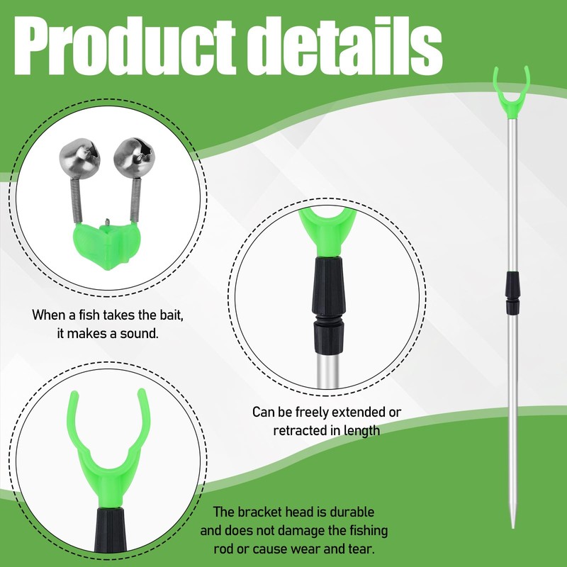 6 Packs Extendable Fishing Rod Holder for Ground Rack, Adjustable