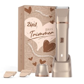 Electric Bikini Trimmer for Women - Waterproof Pubic Hair Trimmer & Facial Shaver, Rechargeable Cordless Electric Razor with Ceramic Blades, IPX7 Shower-Safe for Sensitive Skin, Gift for Her