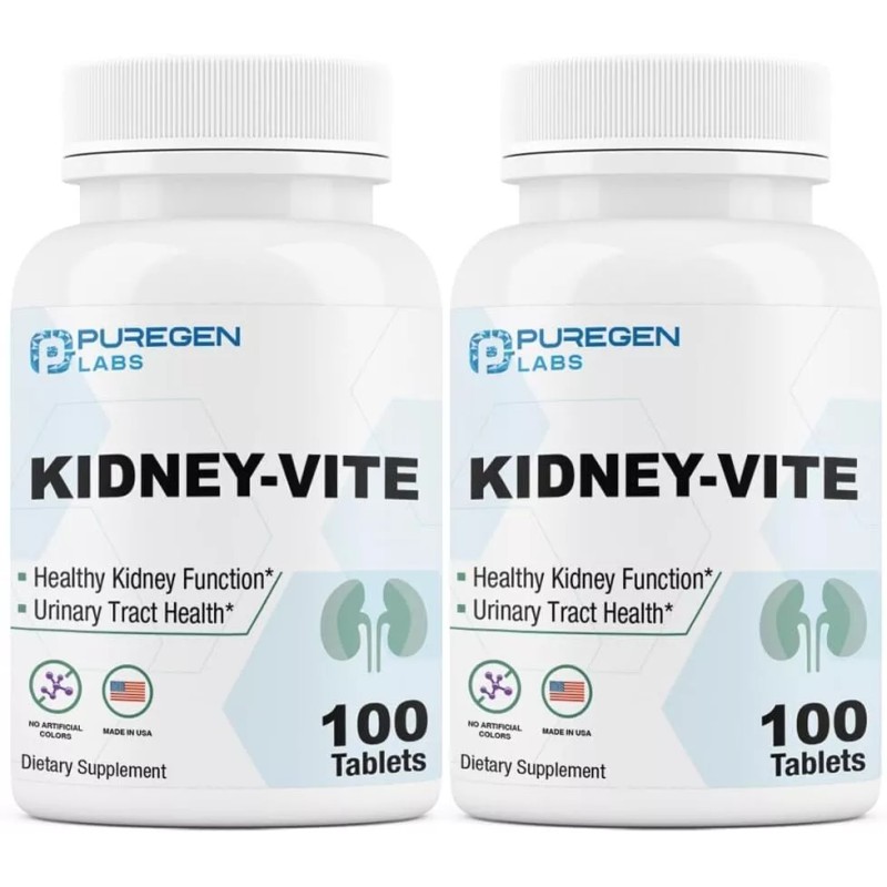 Puregen Kidney-Vite | Premier Kidney, Renal Support 100 Vegetarian Tabs