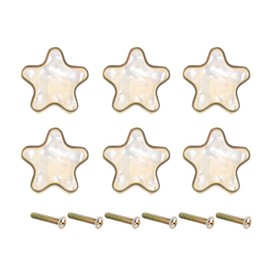 Trim Star Knobs, Set of 6 Dresser Pulls Knob Furniture Cabinet Doors Dresser Drawer Pulls Single Hole Aluminium Handles