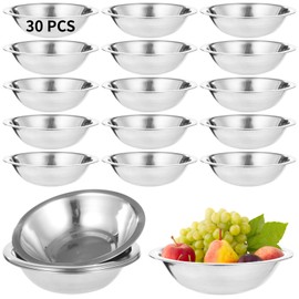 Anjetan 30 PCS Stainless Steel Prep Bowls, Heavy Duty Mixing Bowls for Kitchen, Egg Beating, Food Preparation, 6.3 Inches Diameter, Smooth Surface, Stackable, Dishwasher Safe