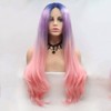 AFBeauty Rainbow Lace Front Wig Synthetic Gluless Blue Purple Pink