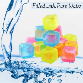 40Pcs Reusable Plastic Coloured Ice Cubes use in Cold Drinks Bar BBQ Multicolour Quick Freezing Washable & Dry Ice Fake Ice Cubes Ice Block Ice Bath Available in Blue, Green, Pink, Orange