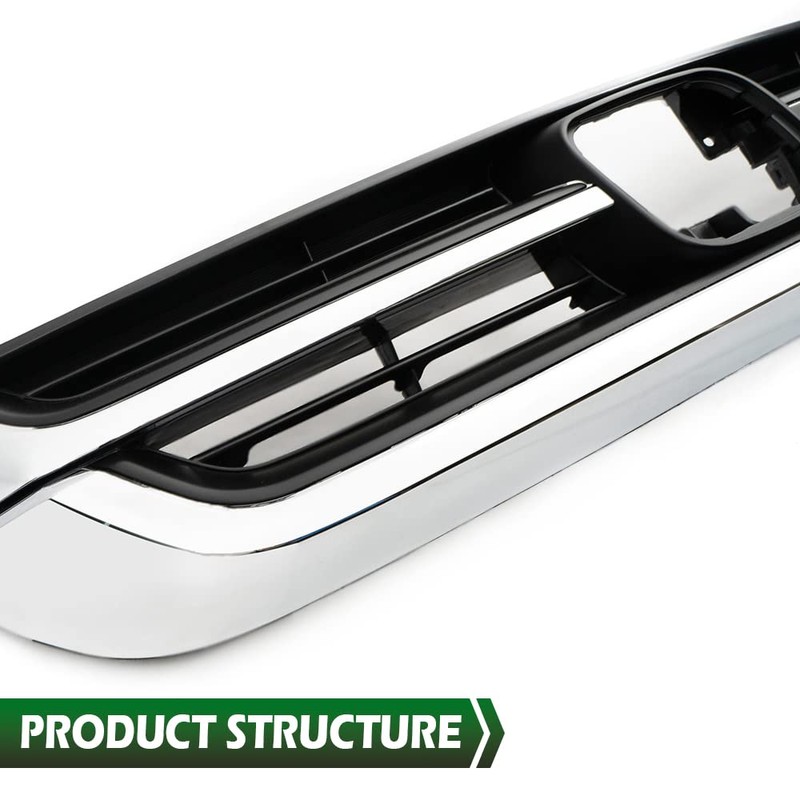 CNNELL Front Upper Honeycomb Grill Grille Chrome and Black Compatible