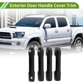 PARSKILO Exterior Door Handle Cover Trim for Toyota Tacoma Tundra Sequoia 2024-2025 for Toyota 4Runner 2025-2026 Carbon Fiber Black ABS 1 Set