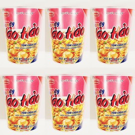 Instant Noodles,Handy Hao Instant Noodles, Tom Chua Cay,Hot-Sour Shrimp Flavor, 2.4 oz, 6-Pack