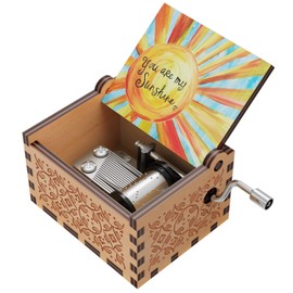 You are My Sunshine Wood Music Boxes,Laser Engraved Vintage Wooden Sunshine Musical Box Gifts for Birthday/Christmas/Valentine's Day
