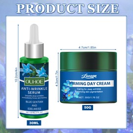 Organic Firming Day Cream and Organic Anti-Wrinkle Serum Pack of 2, Blue Gentian & Edelweiss, Anti-Ageing Cream Women, Anti-Wrinkle Cream, Skincare Set for All Skin Types