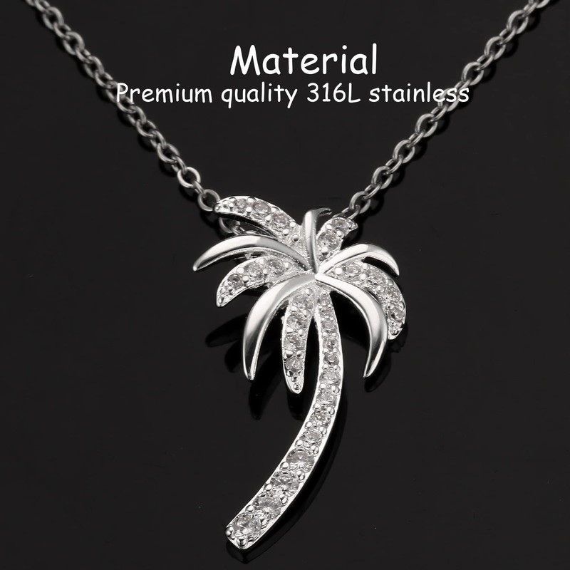 AHAETH Palm Tree Necklaces Gifts For Women Beachy Palmetto Tree