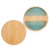Round Ocean Wave Epoxy Resin and Bamboo Coaster Drink Mat