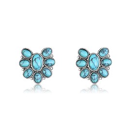 VENACOLY Natural Turquoise Boho Earrings Sterling Silver Turquoise Stud Earrings Turquoise Boho Jewelry for Women Girls