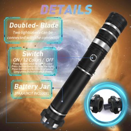 Beyondtrade 12 Colors Lightsabers Toy, 2 in 1 Dueling Swords RGB Doubled-Blade with FX Sound Mute Mode for Kids Movie Fans Cosplay Party Birthday Present