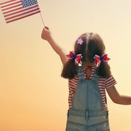 4th of July Patriotic Hair Bow Clips - 4Pcs Sparkly Hair Bows and Star Independence Day Hair Clips Sequin Cheer Barrettes Hair Accessories for Women Girls (Red White-Independence Day)