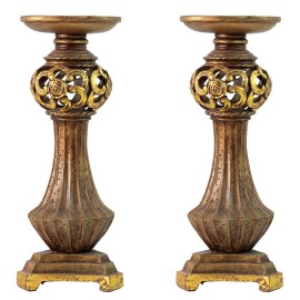 Resin Court-style Hollow Candlestick Irregular Shape Flower Theme Vintage Texture-Exquisite Luxurious Hand-painted FashionColor: As picture, Size: One Size