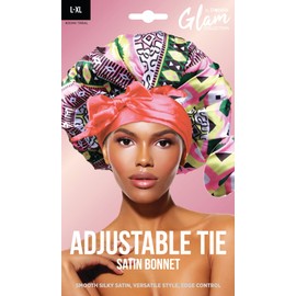 DONNA - Gorro de satén para dormir, tamaño grande, extragrande, ajustable, 1 diadema de satén alrededor de la línea del cabello y la zona de la nuca, accesorios para el cabello, gorro de ducha, patrón tribal