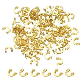 PATIKIL Fishing Spinner Clevis 4.4mm/0.17", 100Pcs Easy Spin U-Shaped Brass Links for Lure Fishing Spoon Spinnerbait Inline Parts Accessory, Gold Tone