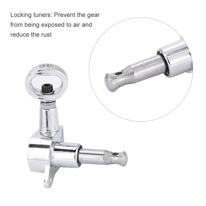 Hollow Handle Tuning Pegs Locking Machine Heads for Acoustic Electric Guitar (Silver