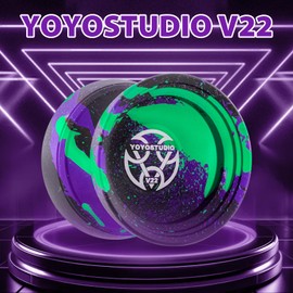 YOYOSTUDIO V22 Trick Yoyo Professional Responsive Yoyo for Kids 8-12, Metal Yo yo for Adults Kids with Unresponsive Yoyo Accessory Kit, 10 Yo-Yo Strings, Case & Glove - Black Green Purple