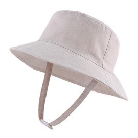 JANGANNSA Denim Summer Baby Sun Hat Boys Girls Infant Toddler Bucket Hats Sun Protect Beach Baby Caps(Denim Beige, 46cm)