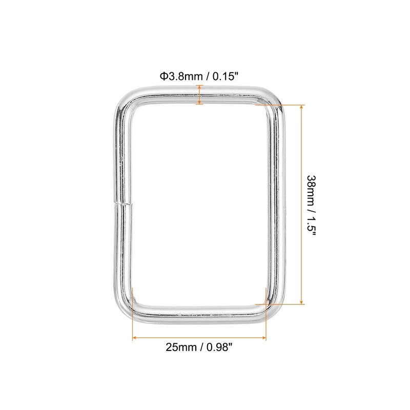 sourcing map 4Pcs Metal Rectangle Ring, 1 1/2 x 1