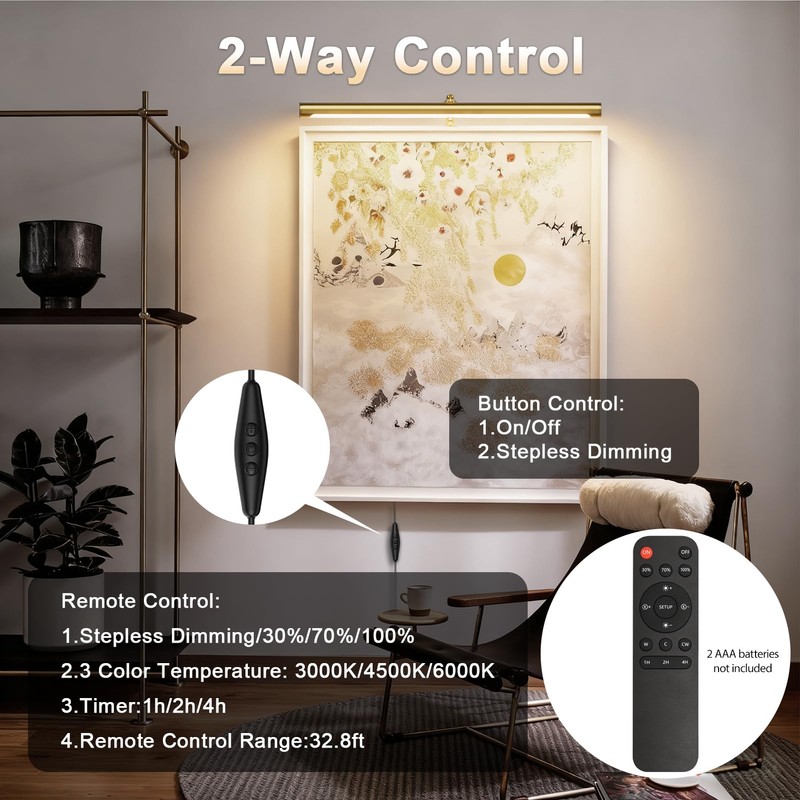 Coinmit 24" Plug in Picture Light 9W Gold Art Light