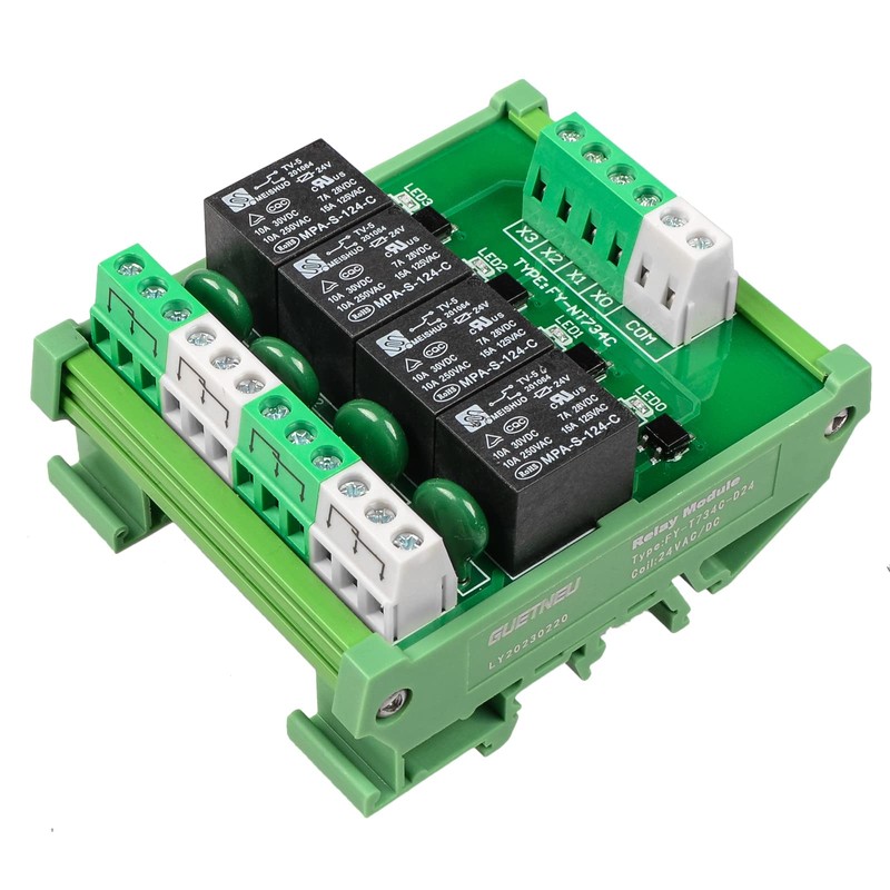 GUETNEU Relay Board, Relay Module 4 Channel 1 SPDT DIN