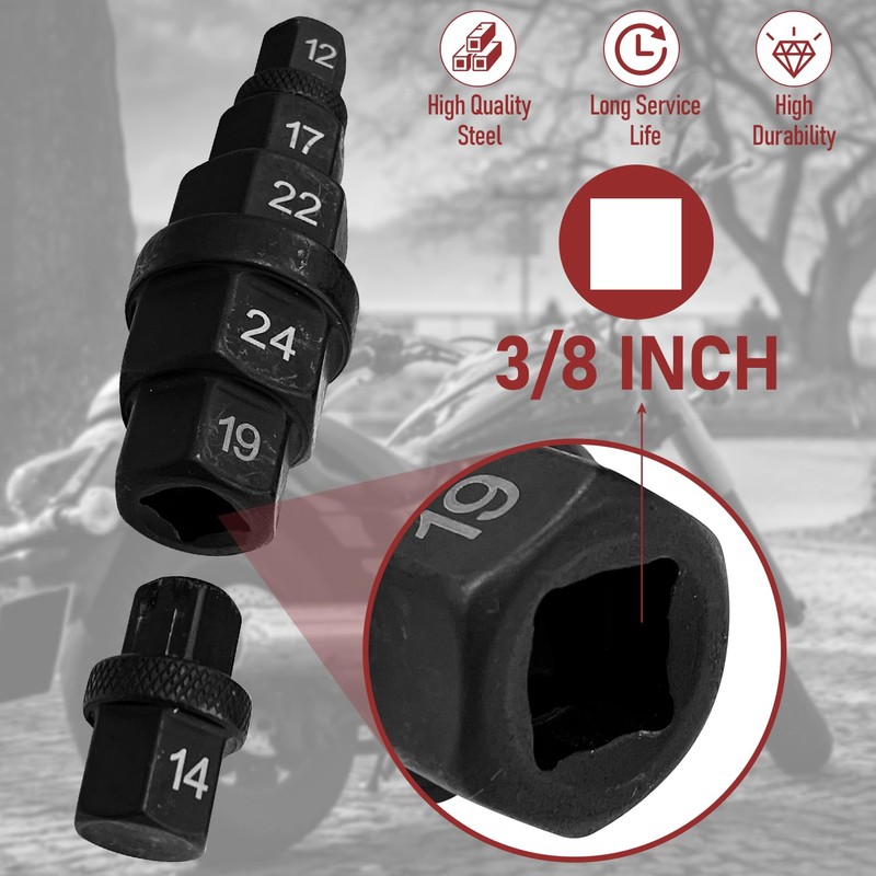 SUGOOE 6-in-1 Motorcycle Hex Allen Axle Tool, Steady Hex Bit
