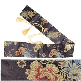 Silk Sword Bag, Bamboo Sword, Imitation Sword, Japanese Sword, Wooden Sword Bag, Storage Bag, Golden Tassel String, Storage, Protection (Happy Flower)