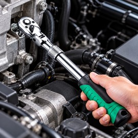 Drive Ratchet Wrench for Garage Repairs - 72-Tooth Flex Head with Extendable Handle