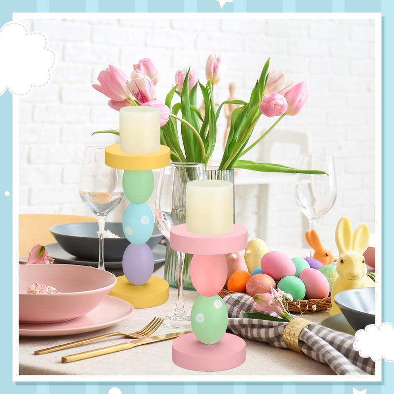 Hushee Set of 2 Easter Candle Holder 9.5 Inch Easter