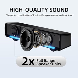 HEANTTV PC Speakers,Computer Speakers for Desktop,USB Powered & 3.5mm Jack Pc Sound bar,10W Stereo Sound,Gaming Soundbar for Monitor,Computer,Laptop -Black