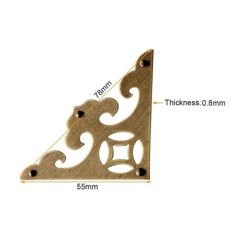 CUTOOP 4pcs Retro Style Antique Brass Triangle Corner Protector with