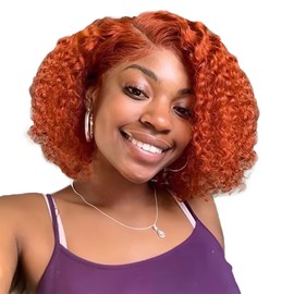 Rolisy Ginger Wear And GO Glueless Wigs Human Hair Pre Plucked Pre Cut 5×5 Closure Bob Wig Human Hair Short Curly Water Wave Left Part Lace Front Wigs For Black Women 10inch