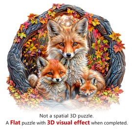 SECOGM Wooden Puzzles for Adults - Parent-Child Fox Wooden Jigsaw Puzzles 200pcs - Unique Shape Wood Adult Puzzles - Irregular Wood Puzzles Creative Gift for Adults and Kids Family Game