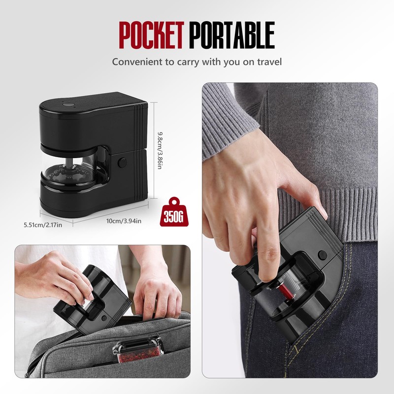 Zorkle Herb Grinder Electric Portable, 1g Capacity, 1800mah Battery Powered