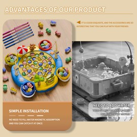 ORANGE OCEAN 66 PCS Magnetic Fishing Game for Kids Boys Ages 3-5 4-6, Kid Magnetic Fishing Game Toys with 360° Rotation & Sound, Birthday Toys Gifts for 3 4 5 6 Year Old Boys Kids, 1-8 Players