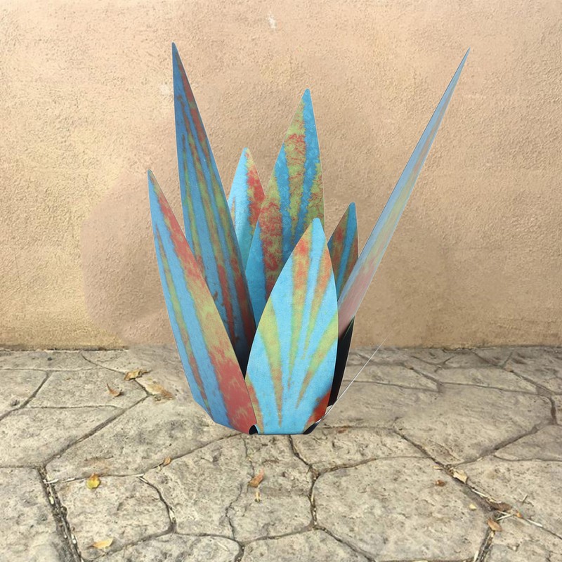 9PCS Tequila Rustic Sculpture Waterproof DIY Metal Agave Plant for