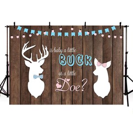 MEHOFOTO 7x5ft Buck or Doe Gender Reveal Baby Shower Photography Background Props Rustic Wood Boy or Girl Deer Backdrops Party Decoration Photo Banner for Dessert Table Supplies