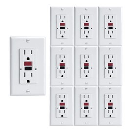 OMEENET 15 Amp GFCI Outlet, Tamper Resistant, Weather Resistant, Self Test GFI Receptacle, 15Amp Ground Fault Circuit Interrupter Outlet for Indoor or Outdoor Use, UL Listed(10 Pack)