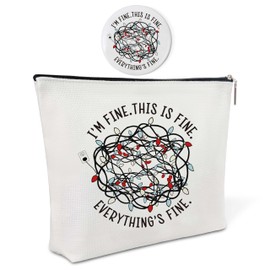 Canvas Makeup Bag with Small Makeup Mirror,Purse Zipper Cosmetic Bag,Travel Makeup Pouch,Makeup Bag for Purse,Friendship Gift,Birthday Gift, Graduation Gift for Sister,Women,Girls,Friend,Besties,3